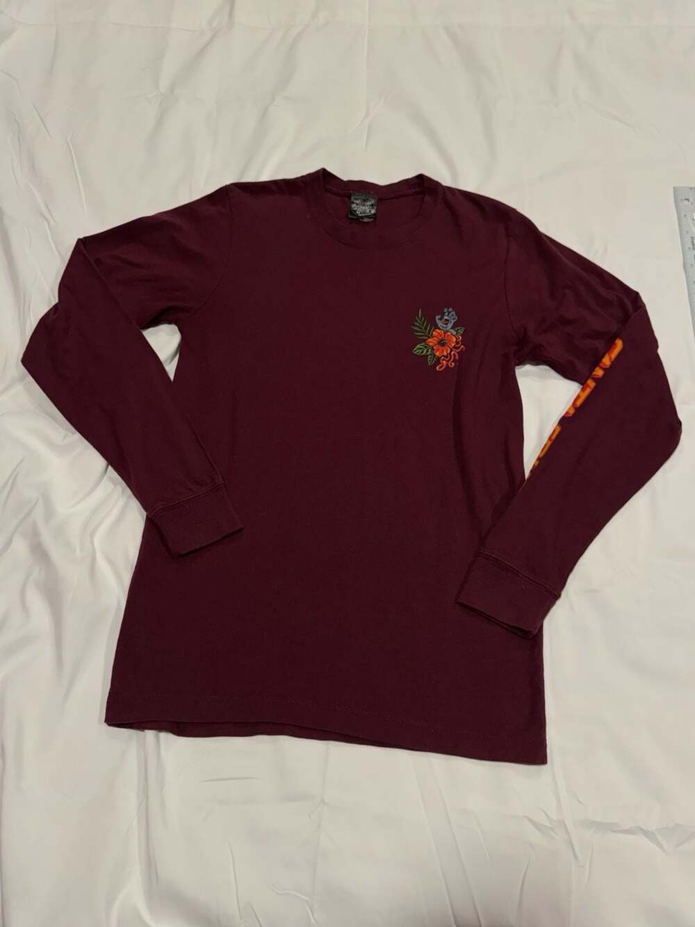 Santa Cruz Floral Hand Long Sleeve T-Shirt Maroon Red skater